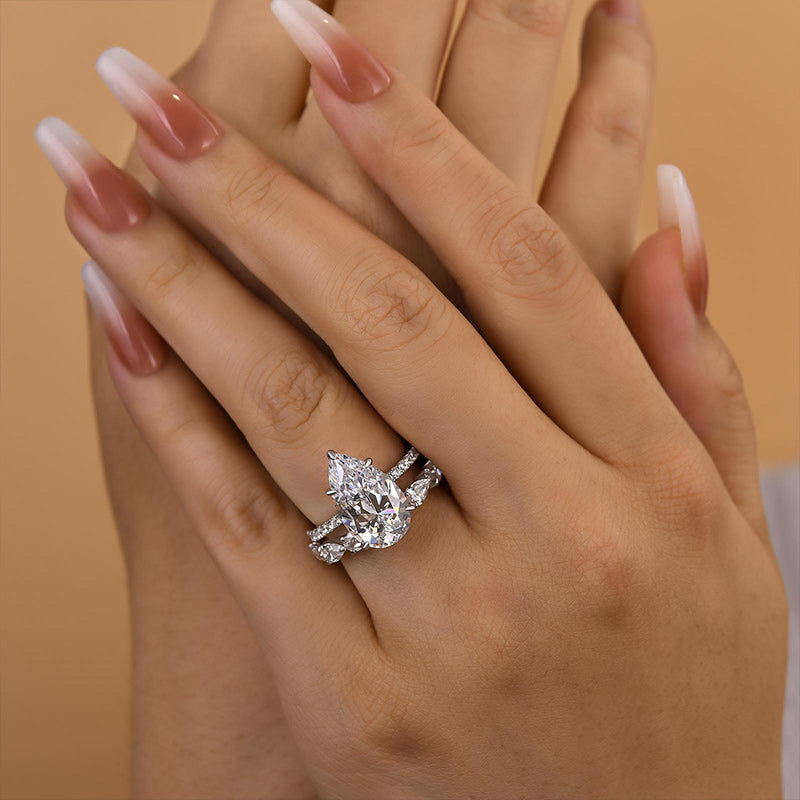 Maxine Excellent Pear Cut Wedding Set