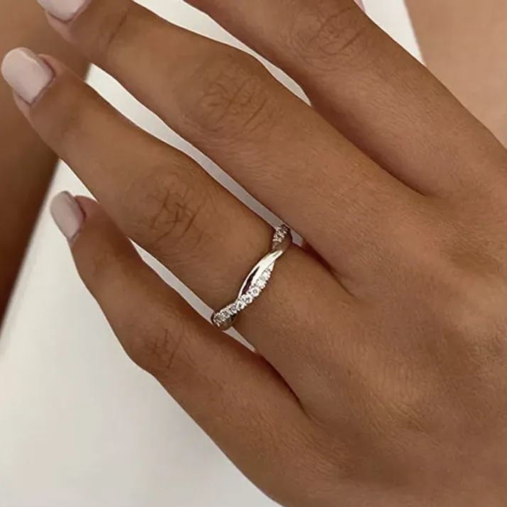 Twist Eternity Sona Simulated Diamonds Wedding Band for Women