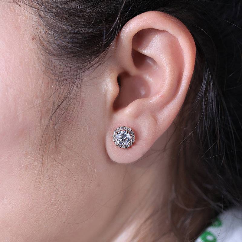 1.25 Ct Halo Round Cut Women's Stud Earrings