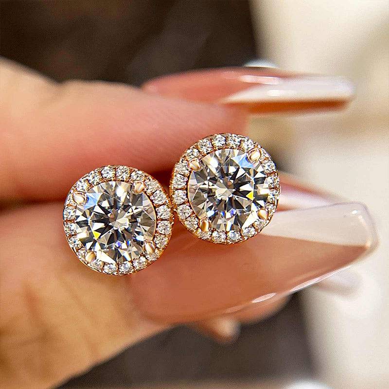 1.25 Ct Halo Round Cut Women's Stud Earrings