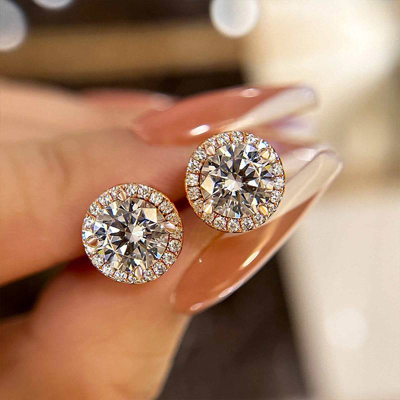 1.25 Ct Halo Round Cut Women's Stud Earrings