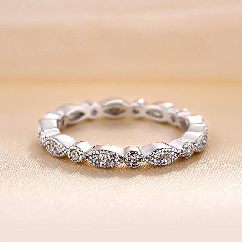 Vintage Full Eternity Art Deco Stacking Women's Wedding Band In Sterling Silver