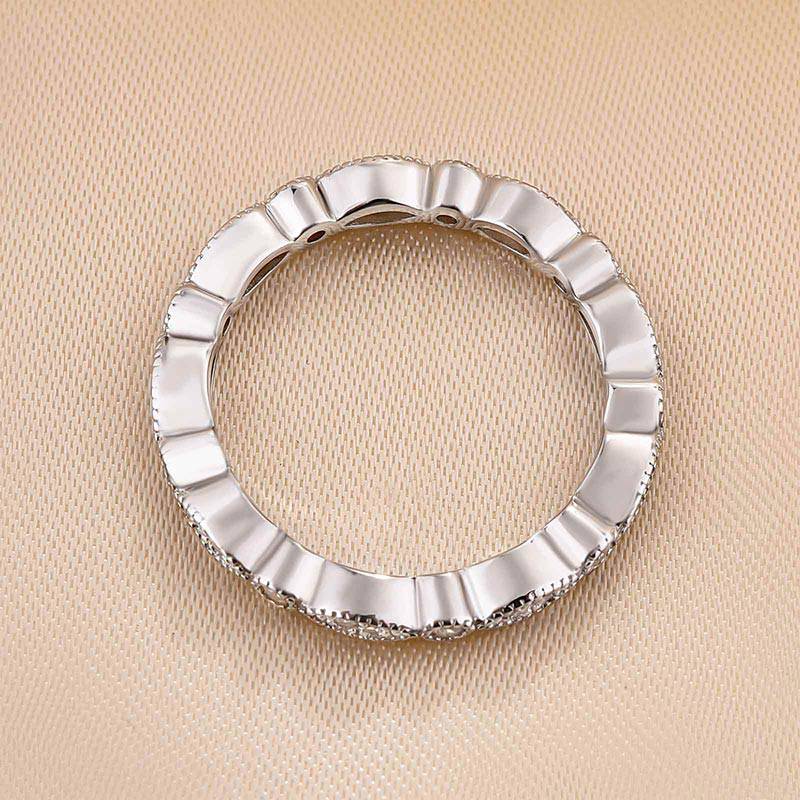 Vintage Full Eternity Art Deco Stacking Women's Wedding Band In Sterling Silver
