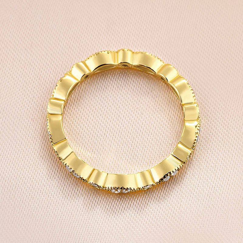 Vintage Full Eternity Art Deco Stacking Women's Wedding Band In Sterling Silver