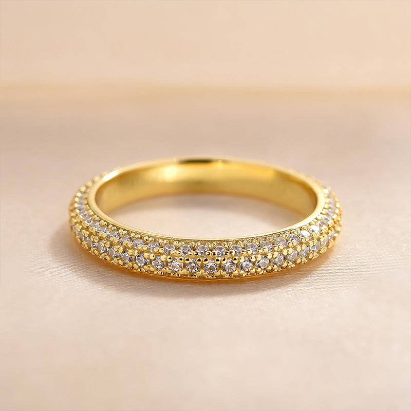 Vintage 3 Row Design Round Cut Women's Wedding Band In Sterling Silver