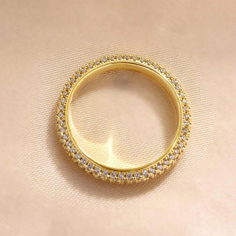 Vintage 3 Row Design Round Cut Women's Wedding Band In Sterling Silver