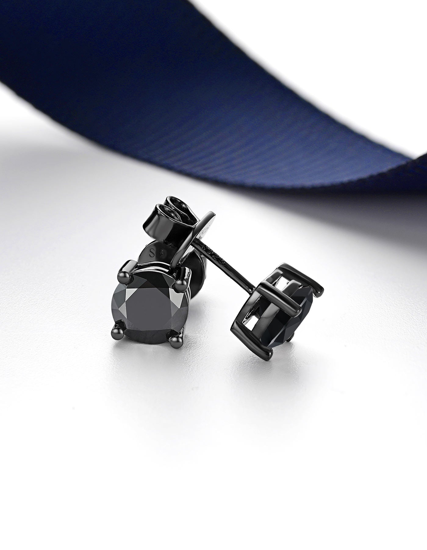 Ahabobo Black Moissante Earrings 4-Prong Studs for Men Women