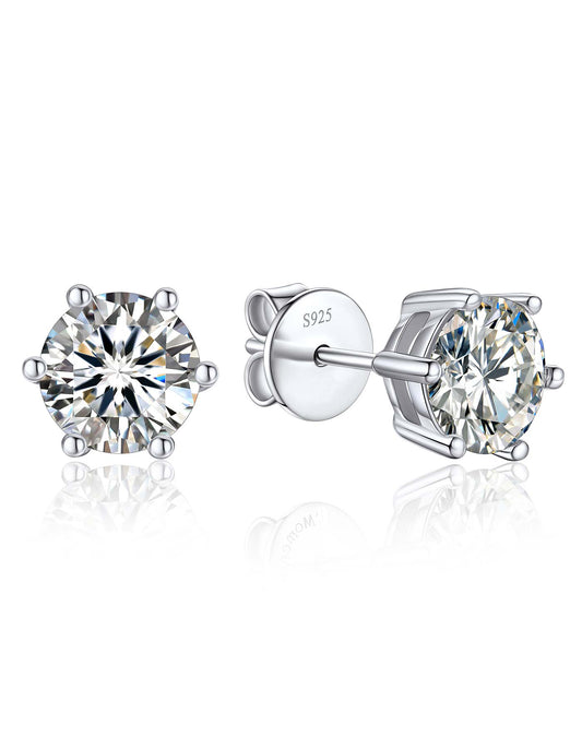 Ahabobo Sterling Silver Moissanite Stud Earrings For Men