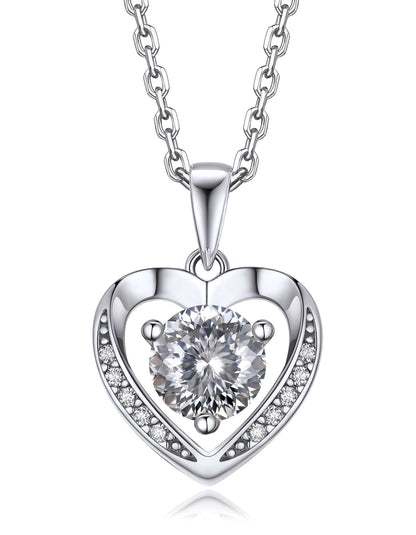 Ahabobo Heart Moissanite Birthstone Necklace in Silver
