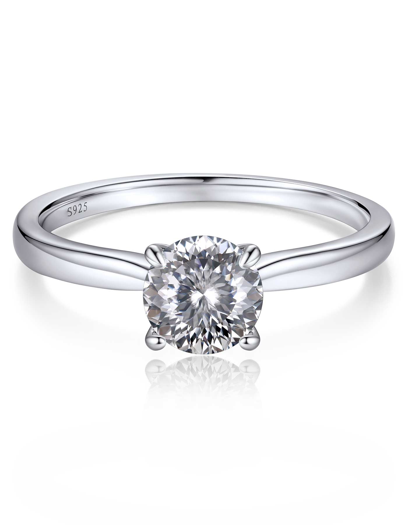 Ahabobo Sterling Silver Solitaire Moissanite Birthstone Ring for Women