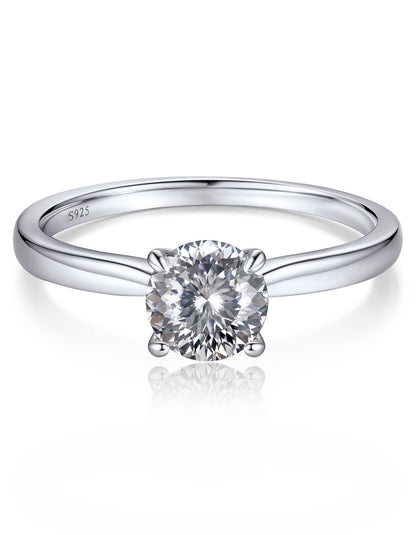 Ahabobo Sterling Silver Solitaire Moissanite Birthstone Ring for Women