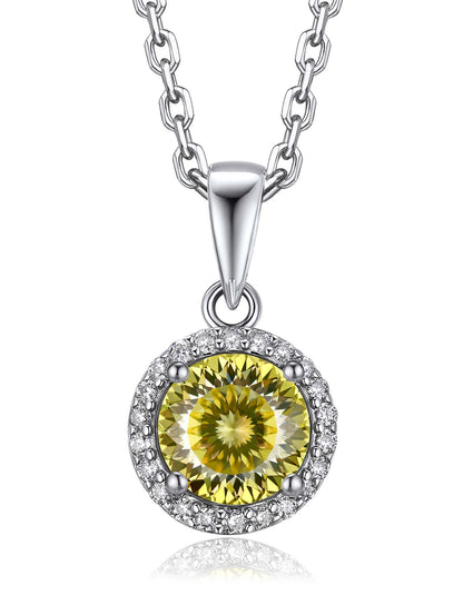 Ahabobo Birthstone Moissanite Halo Necklace for Women