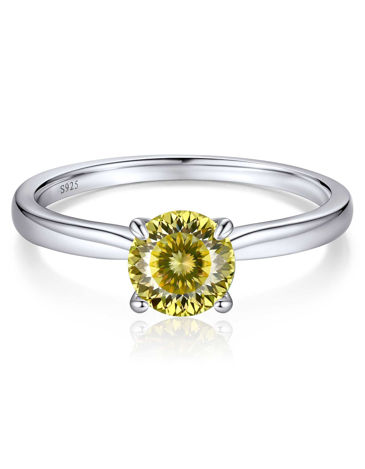 Ahabobo Sterling Silver Solitaire Moissanite Birthstone Ring for Women