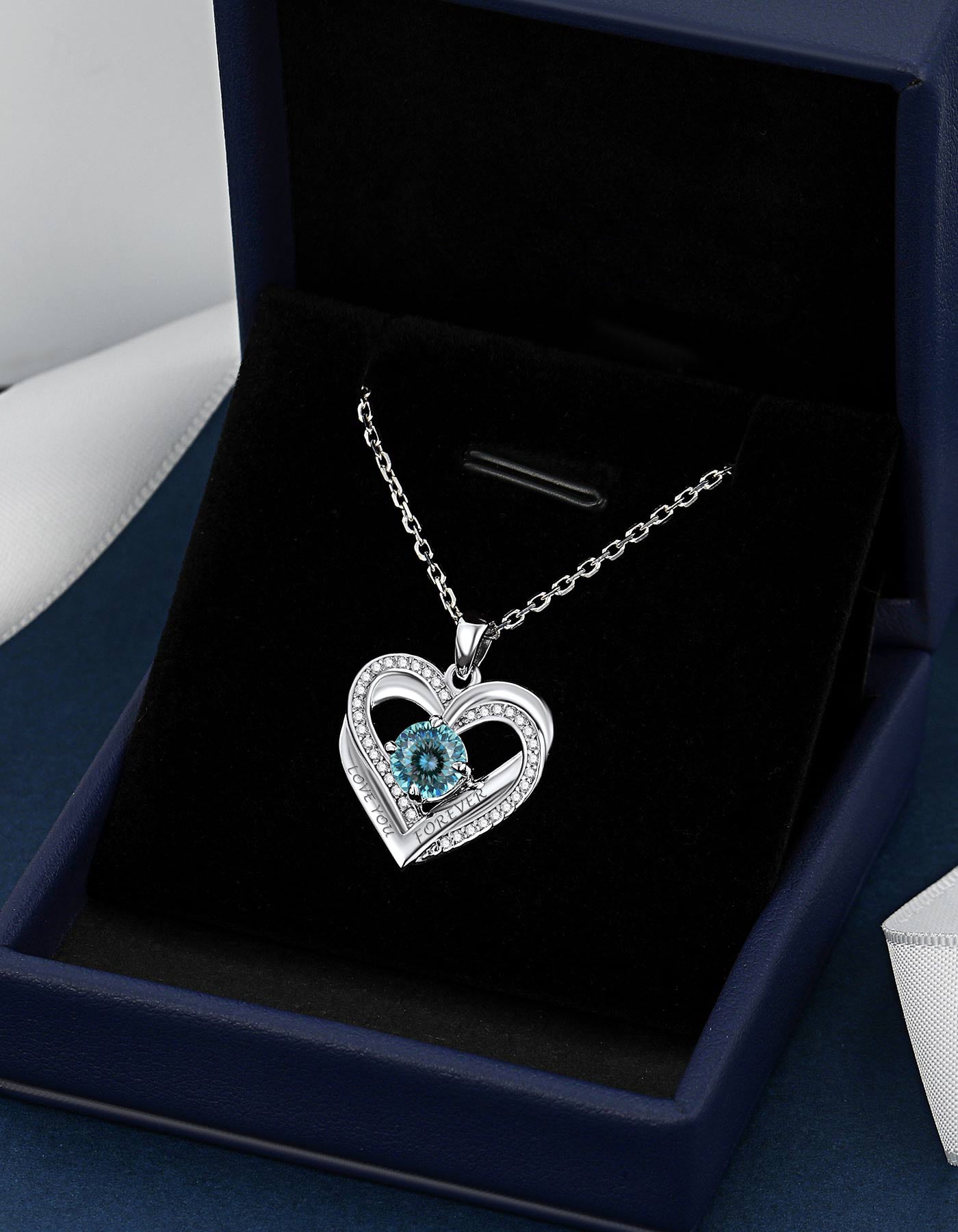 Ahabobo Twisted Love Heart Birthstone Necklace For Women Mom