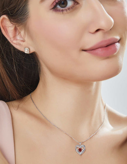 Ahabobo Twisted Love Heart Birthstone Necklace For Women Mom