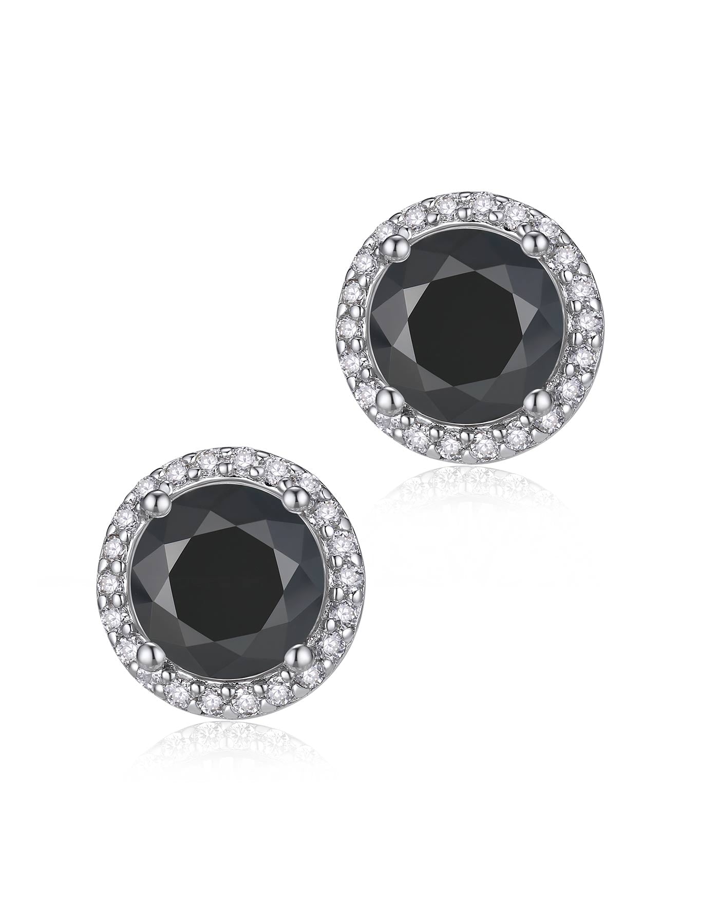 Ahabobo Black Halo Moissanite Stud Earrings for Women