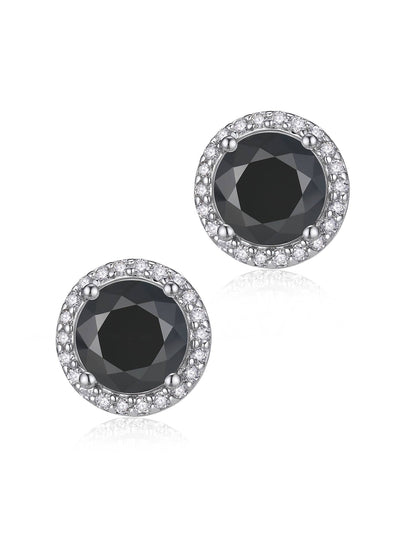 Ahabobo Black Halo Moissanite Stud Earrings for Women