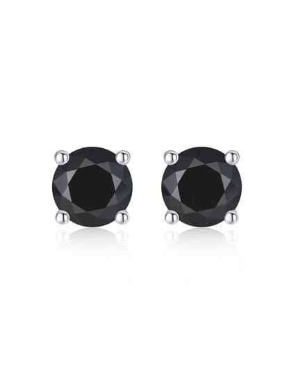 Ahabobo Sterling Silver Black Moissanite Earrings Studs