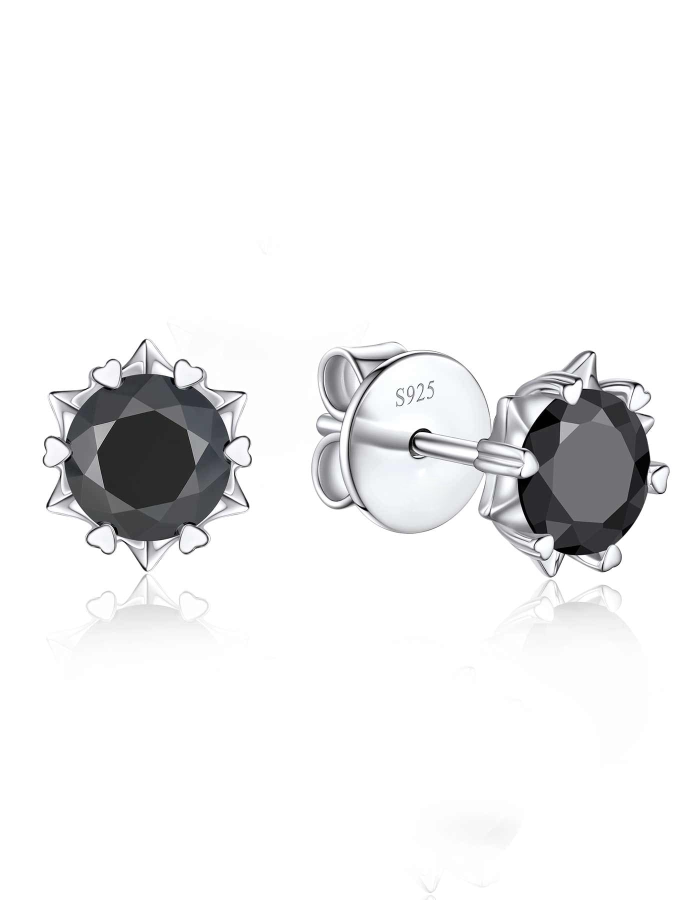 Ahabobo Black Moissanite Stud Earrings Snowflake Earrings