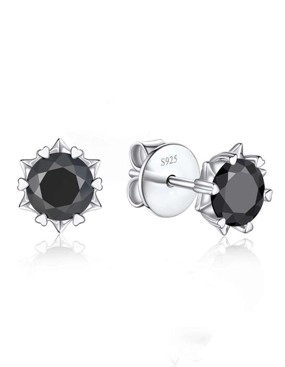 Ahabobo Black Moissanite Stud Earrings Snowflake Earrings