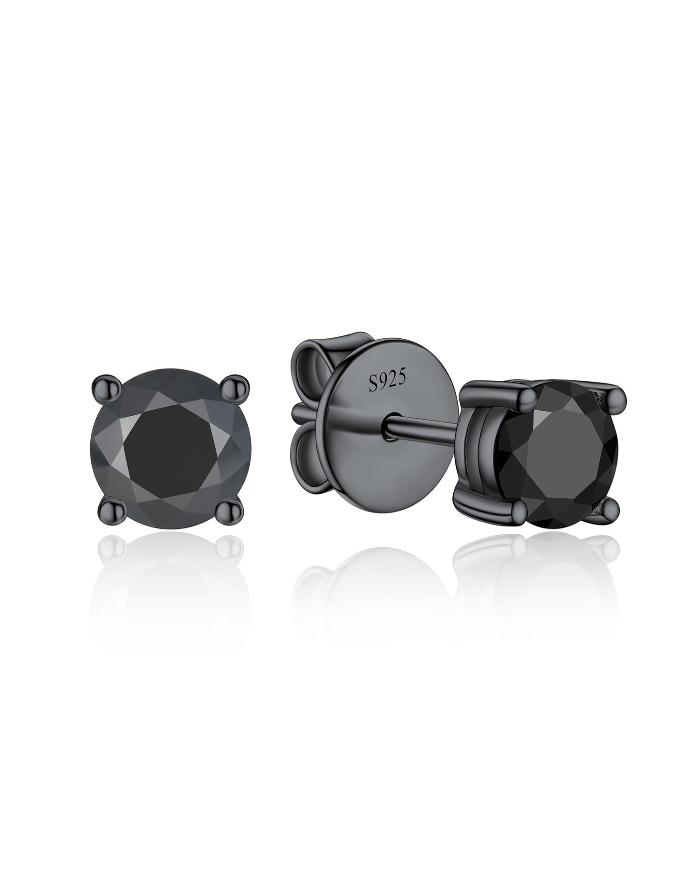 Ahabobo Black Moissante Earrings 4-Prong Studs for Men Women