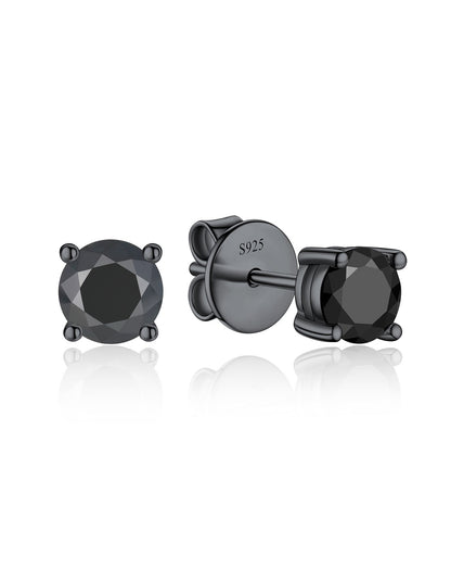 Ahabobo Black Moissante Earrings 4-Prong Studs for Men Women