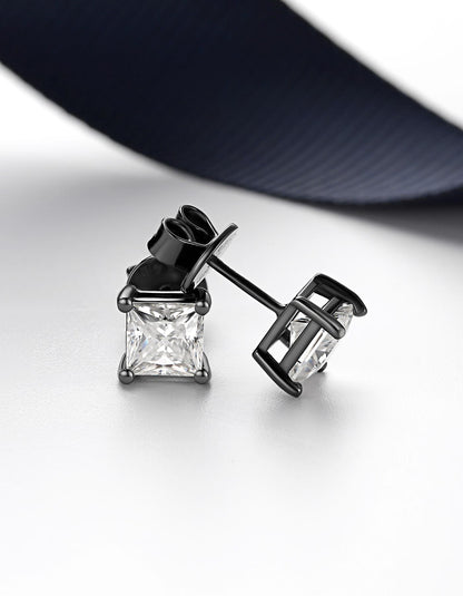 Ahabobo Princess Cut Moissanite Stud Earrings For Women Men