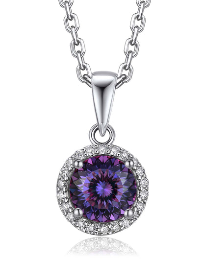 Ahabobo Birthstone Moissanite Halo Necklace for Women
