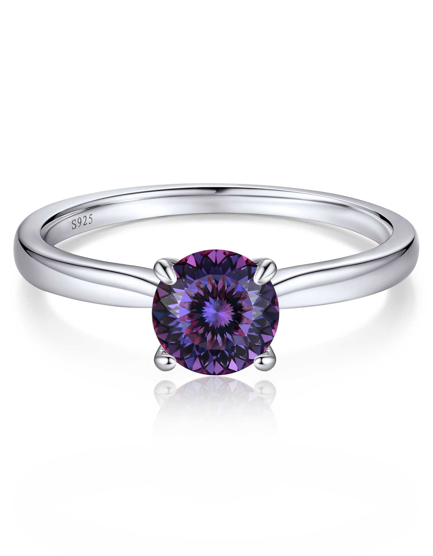 Ahabobo Sterling Silver Solitaire Moissanite Birthstone Ring for Women