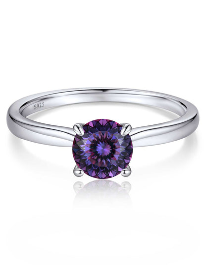 Ahabobo Sterling Silver Solitaire Moissanite Birthstone Ring for Women