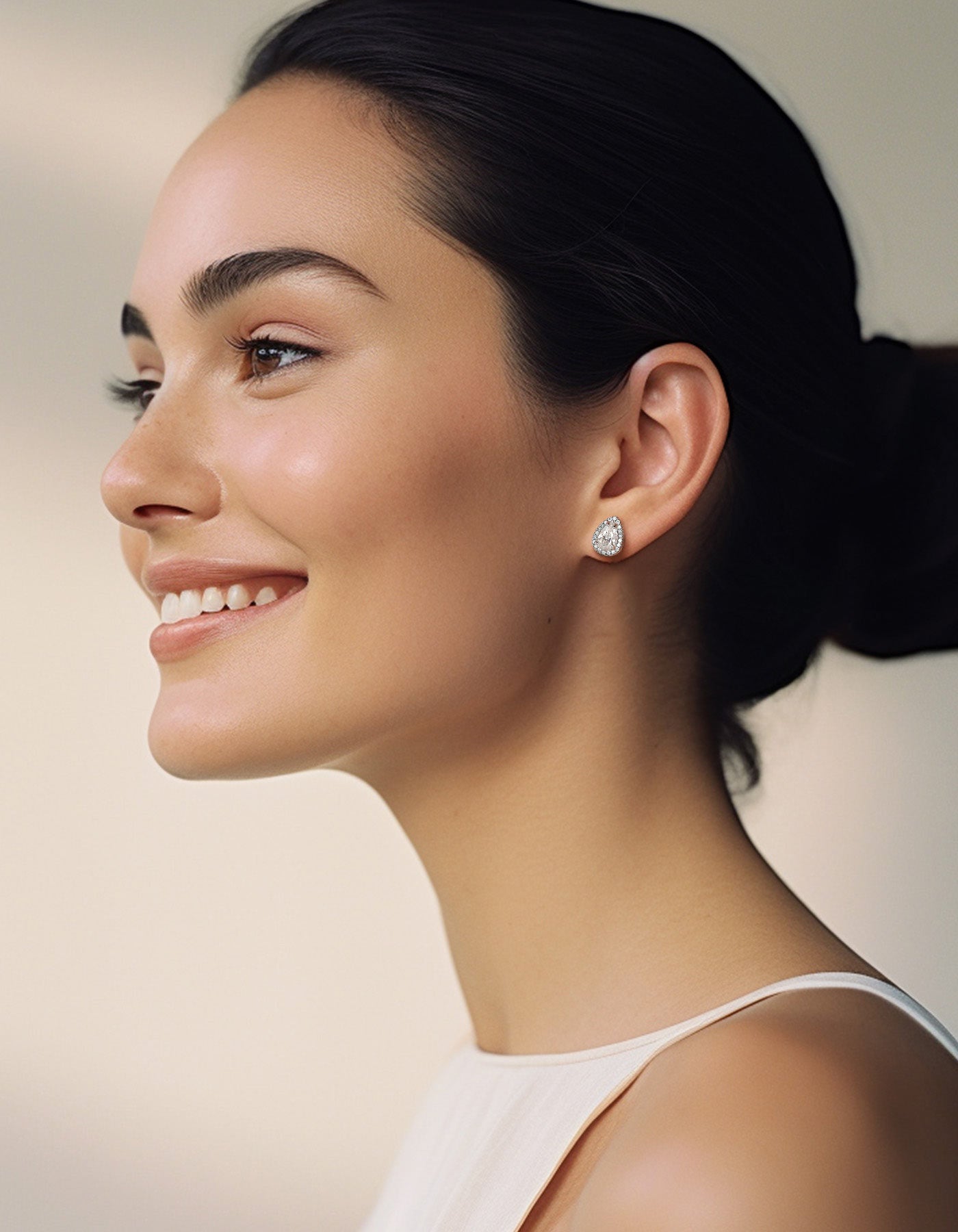 Ahabobo Pear Cut Moissanite Stud Earrings For Women