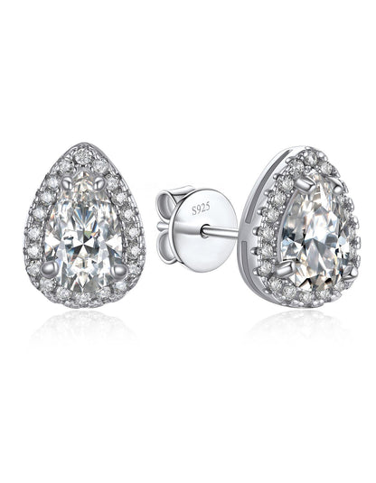 Ahabobo Pear Cut Moissanite Stud Earrings For Women