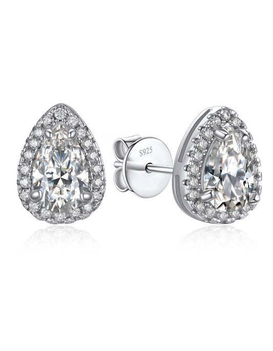 Ahabobo Pear Cut Moissanite Stud Earrings For Women