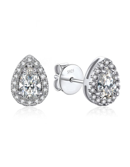 Ahabobo Pear Cut Moissanite Stud Earrings For Women