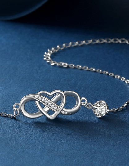 Ahabobo Heart Infinity Bracelet With Moissanite