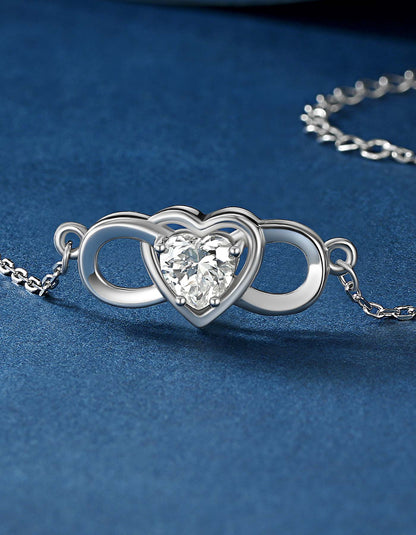 Ahabobo Infinity Heart Bracelet With Moissanite For Women