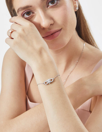 Ahabobo Infinity Heart Bracelet With Moissanite For Women