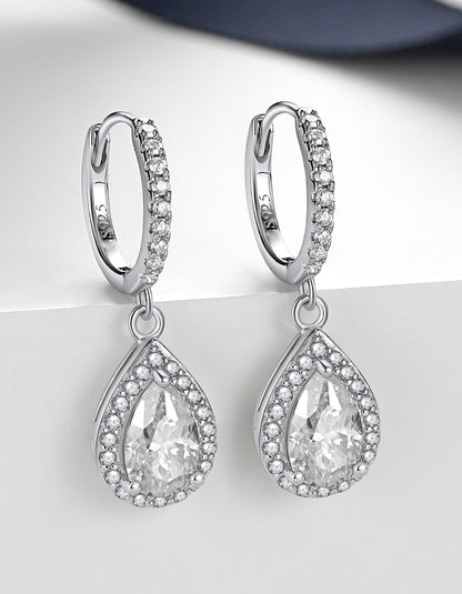 Ahabobo Moissanite Hoop Earrings Pear Huggie Earrings For Women