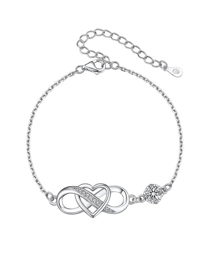 Ahabobo Heart Infinity Bracelet With Moissanite