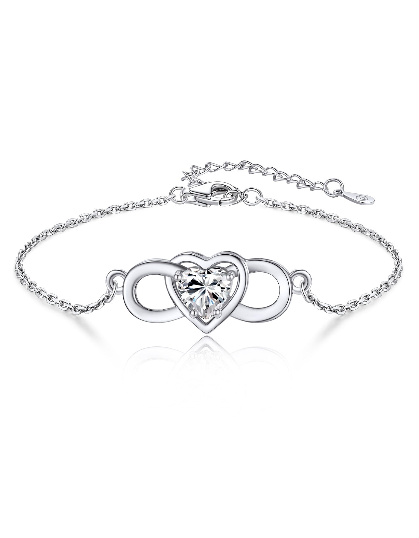 Ahabobo Infinity Heart Bracelet With Moissanite For Women