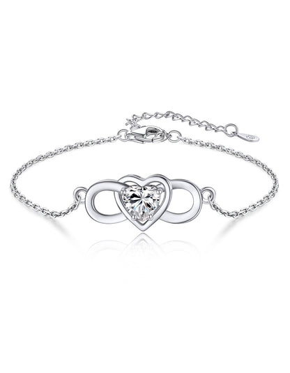 Ahabobo Infinity Heart Bracelet With Moissanite For Women