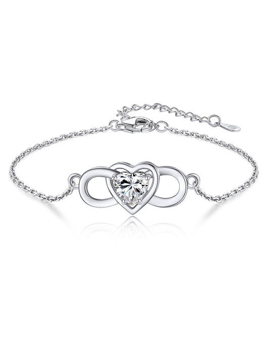 Ahabobo Infinity Heart Bracelet With Moissanite For Women