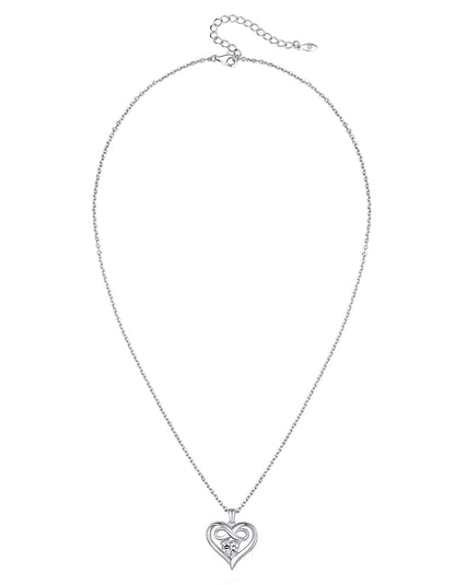 Ahabobo Infinity Heart Necklace with Moissanite For Women