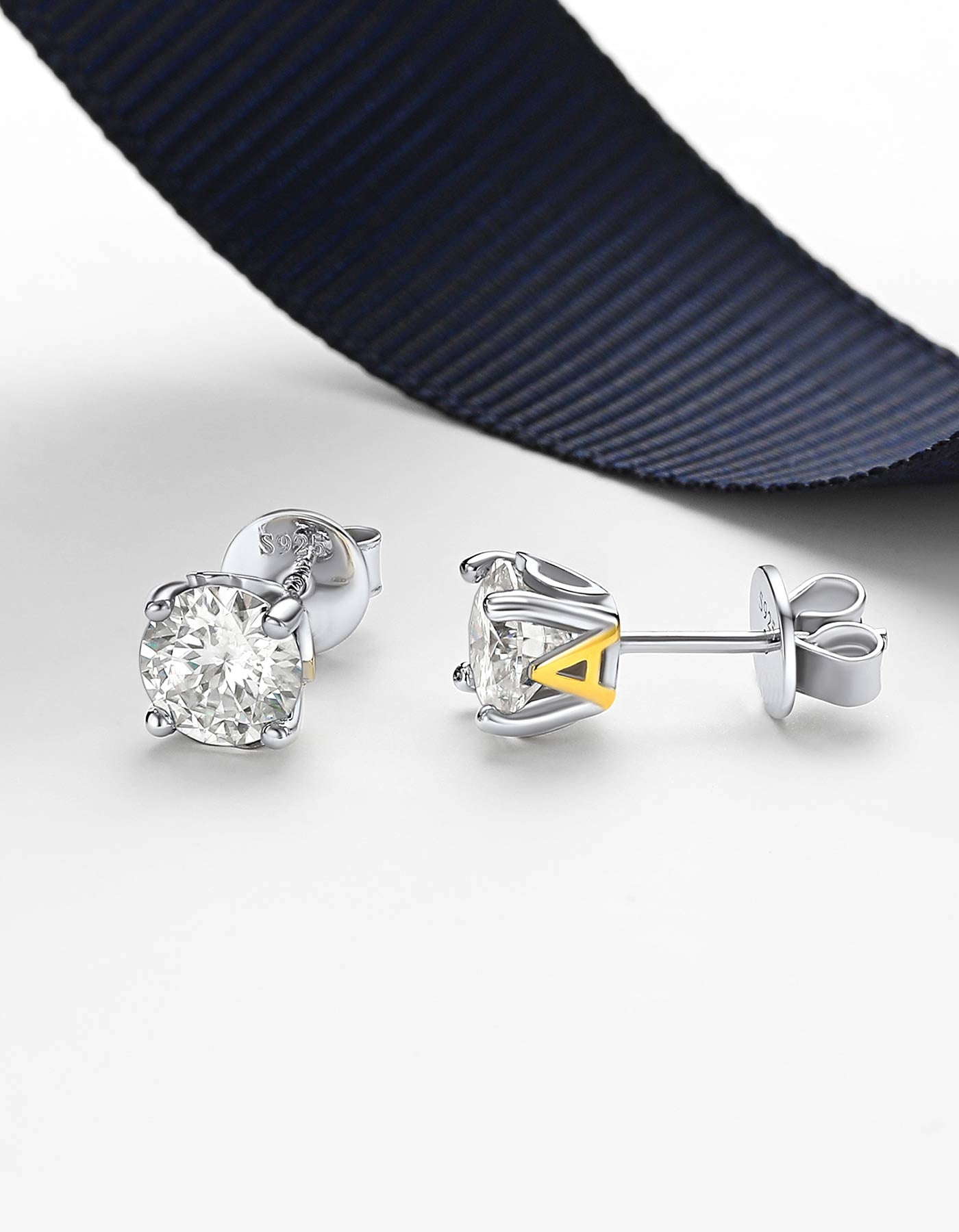 Ahabobo Initial Moissanite Stud Earrings For Women