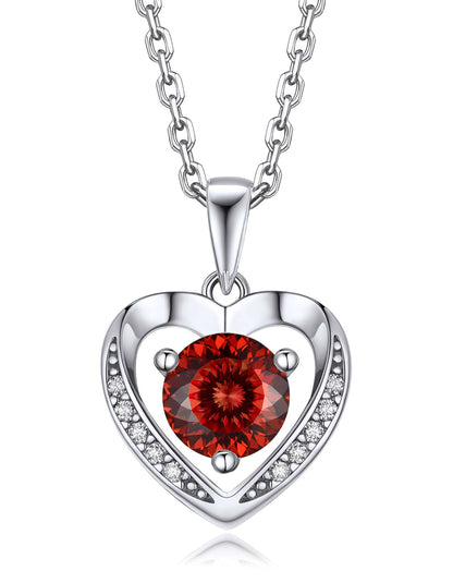 Ahabobo Heart Moissanite Birthstone Necklace in Silver