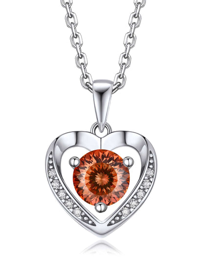 Ahabobo Heart Moissanite Birthstone Necklace in Silver