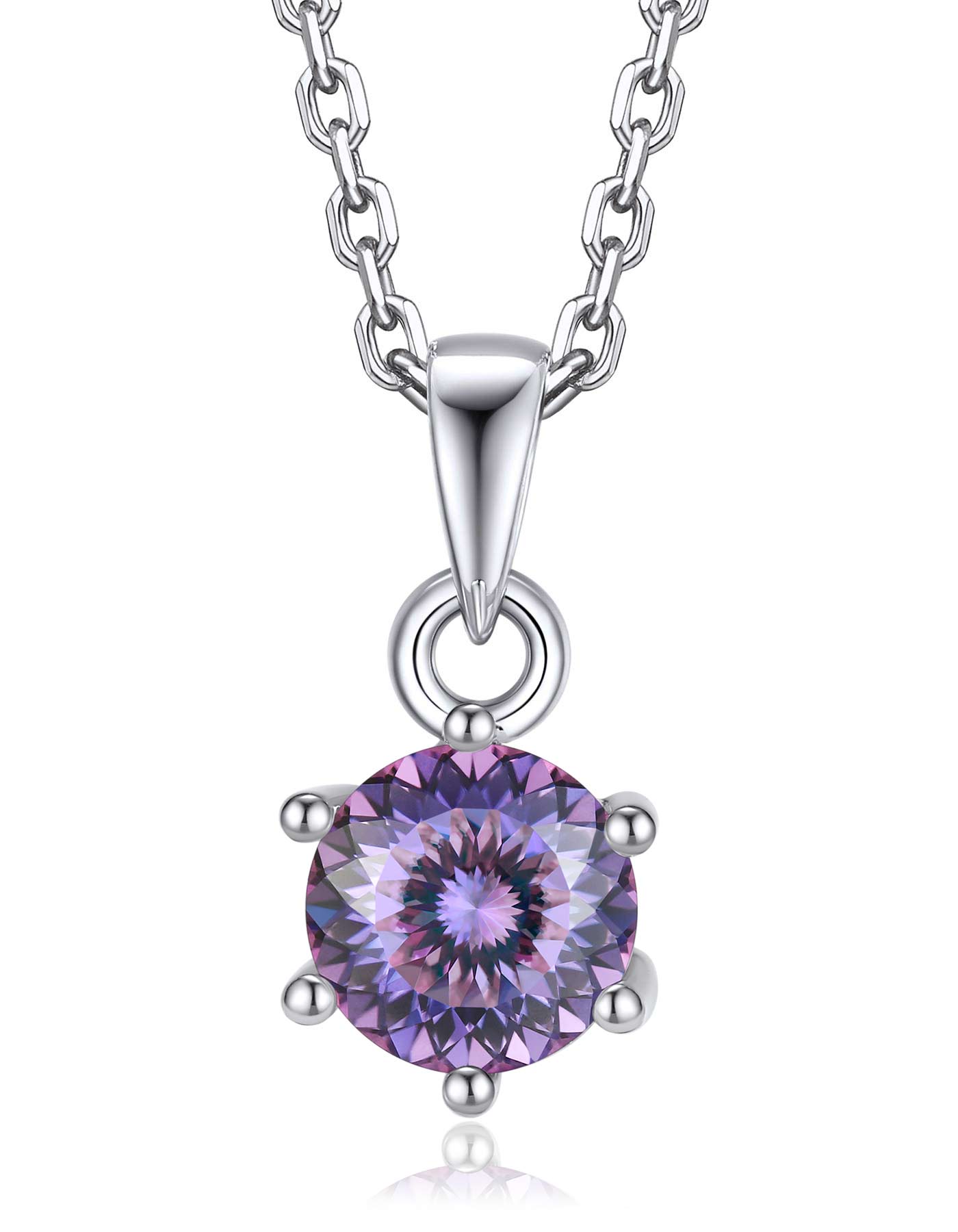 Ahabobo Sterling Silver Birthstone Moissanite Necklace For Women