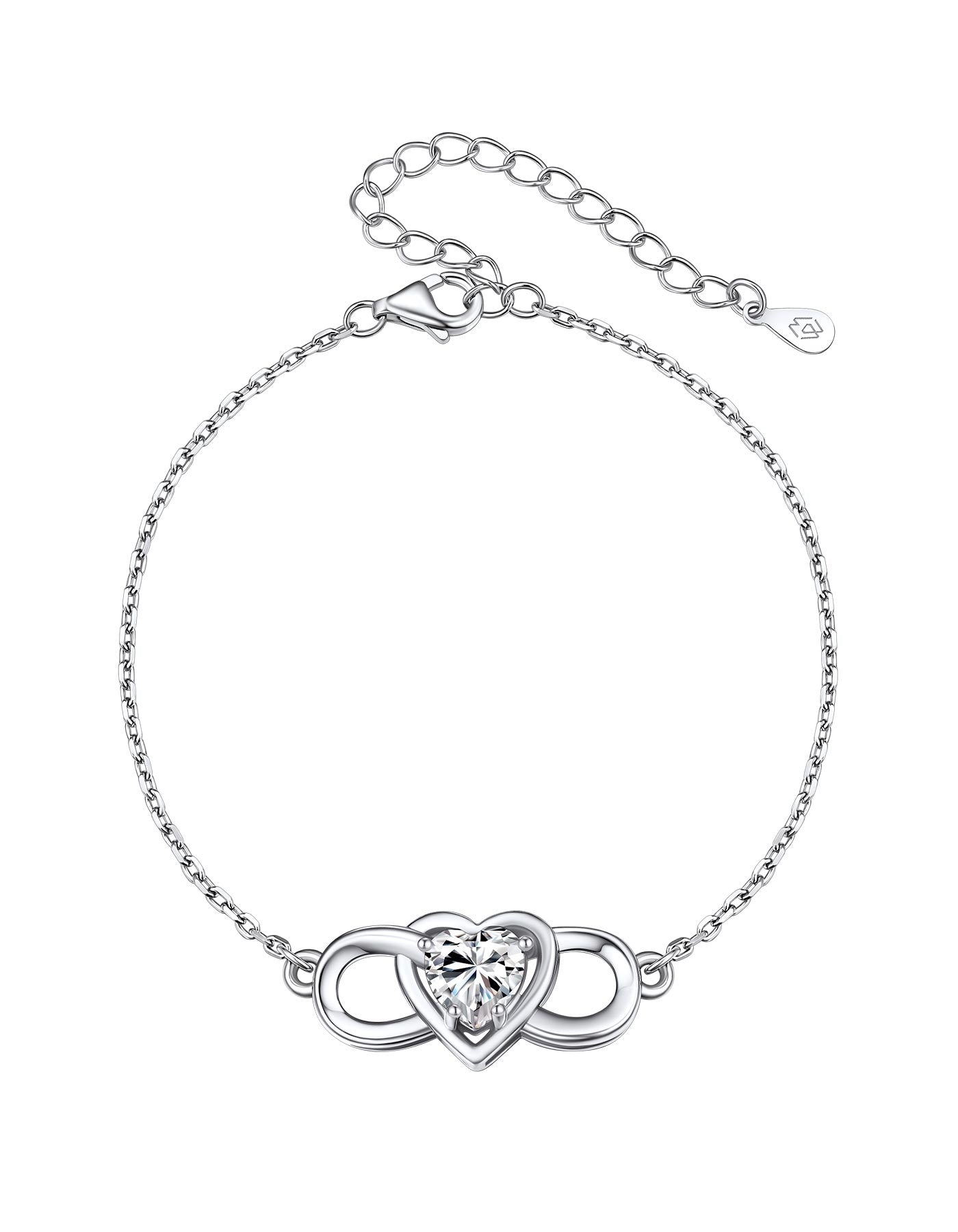 Ahabobo Infinity Heart Bracelet With Moissanite For Women