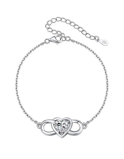 Ahabobo Infinity Heart Bracelet With Moissanite For Women