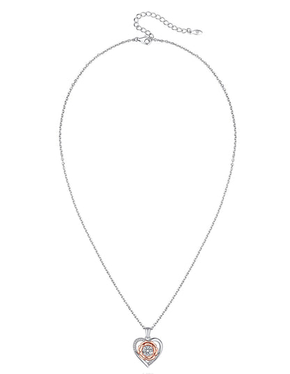 Ahabobo Heart in Rose Necklace With Moissanite for Women Mother